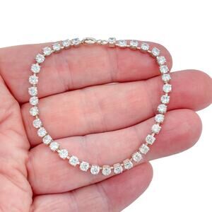 Vintage Sterling Silver 925 Cubic Zirconia Tennis Bracelet 7"
